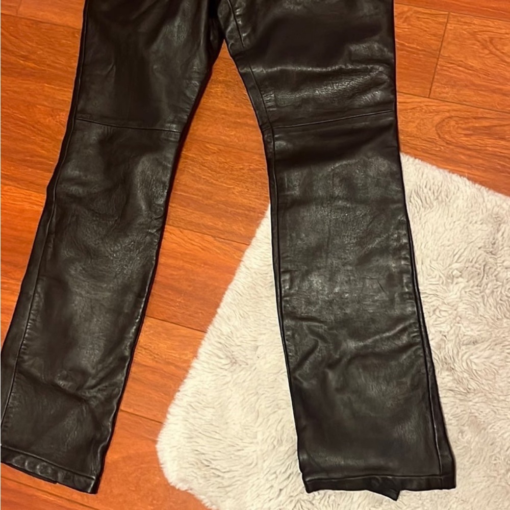 Black genuine leather pants